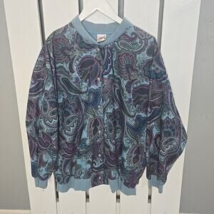 G.W. Division of Graff Blue Paisley VTG Button Up Jacket 20 Grannycore Retro‎